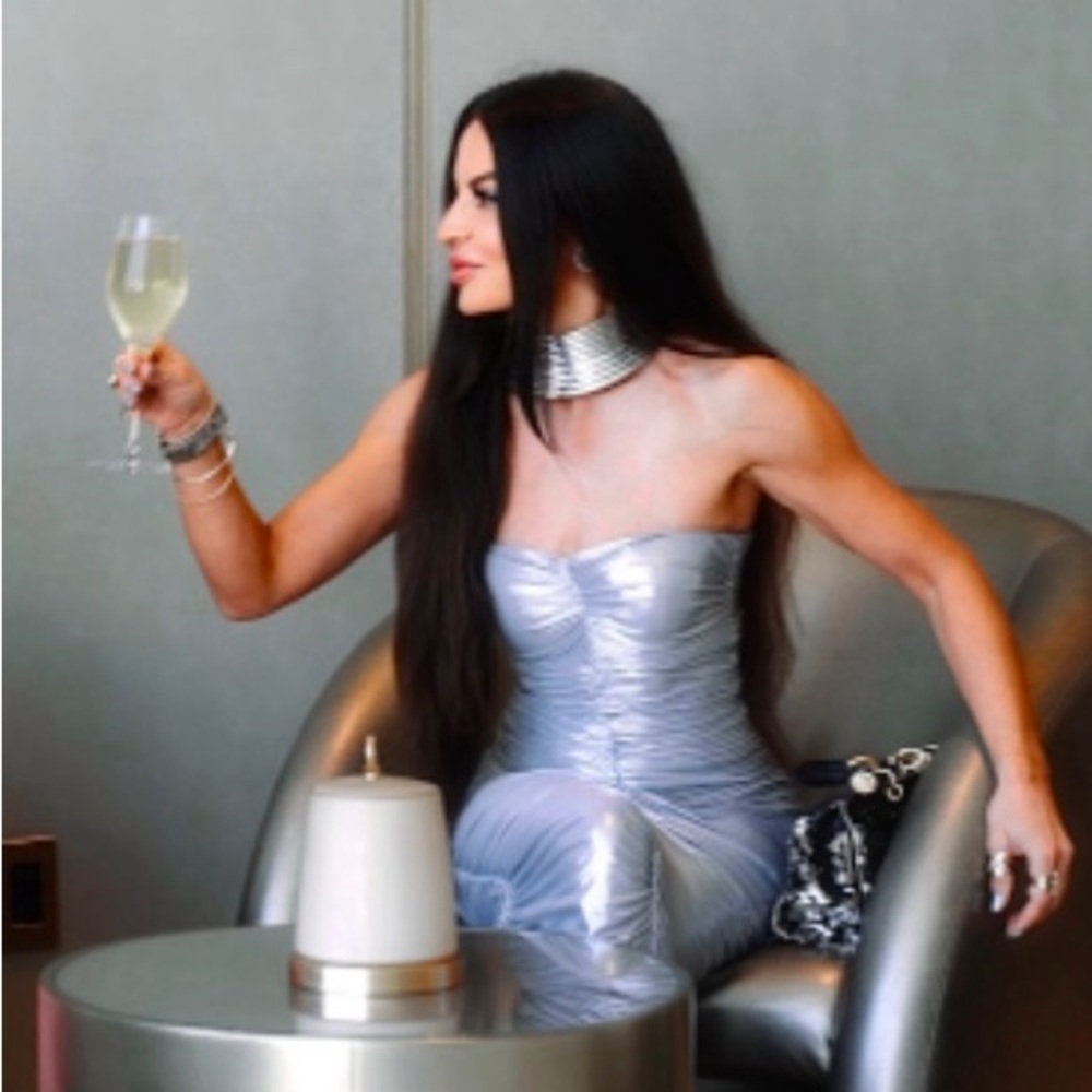 Norma Kamali Silver rushed cocktail dress